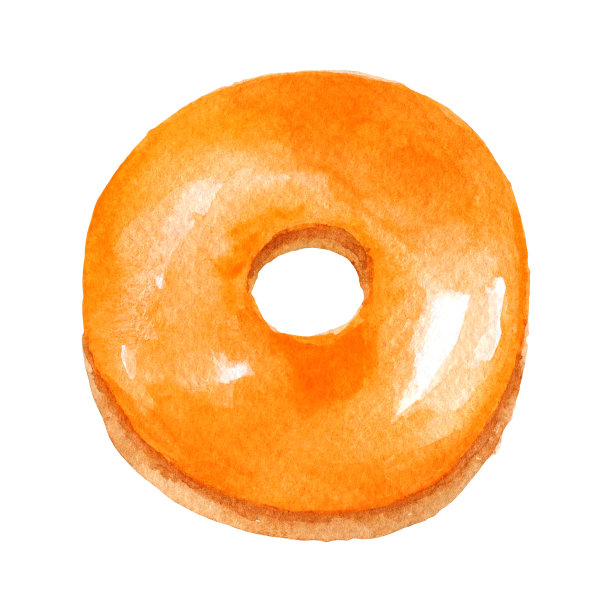 水彩橙色甜甜圈釉孤立在白色背景图片下载