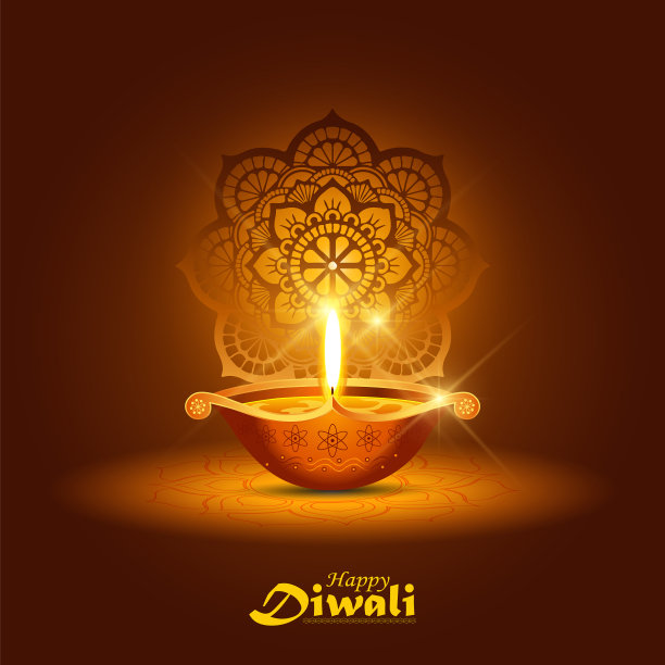 快乐的排灯节背景灯图片下载