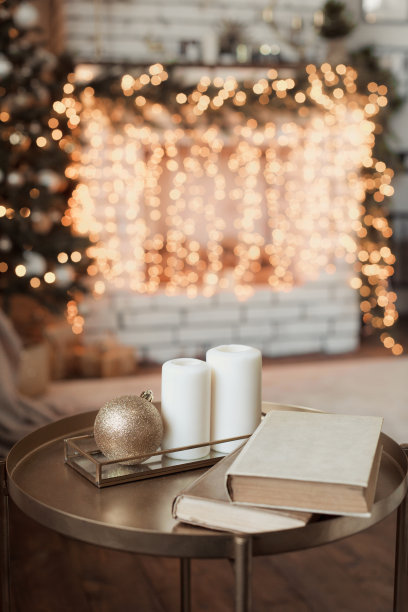 圣诞屋装饰的室内细节图片下载