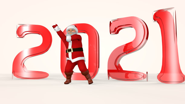 快乐的圣诞老人穿着红衣服在跳舞。三维渲染图片下载