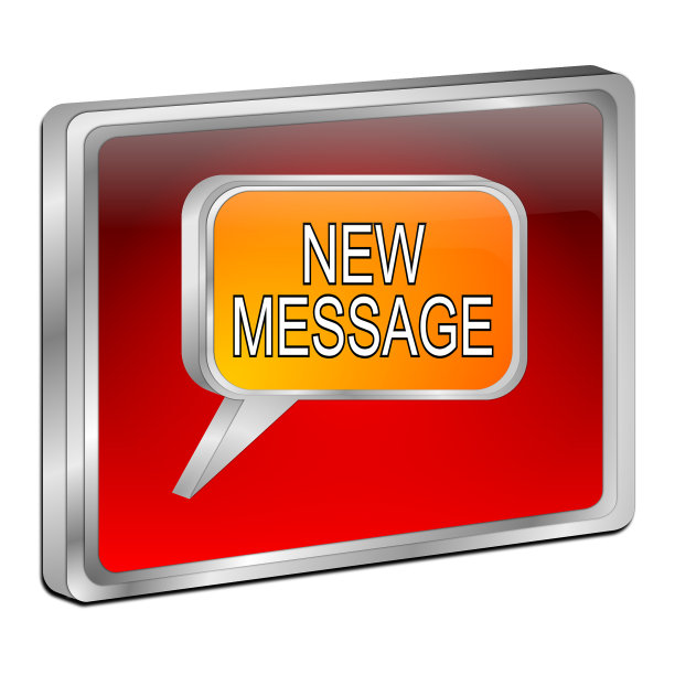 新的消息按钮- 3D插图图片下载