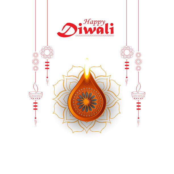 快乐的排灯节背景灯图片下载