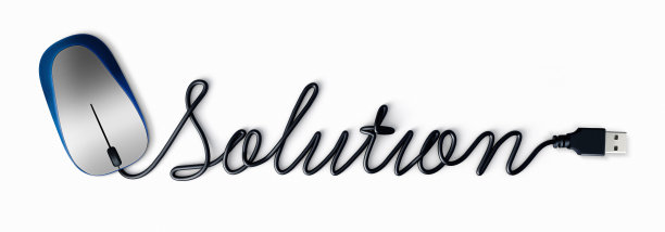 用电脑鼠标的电线编写的解决方案。3 d演示。图片下载