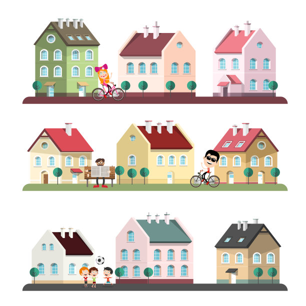 人的房子-抽象的城市或村庄图片下载