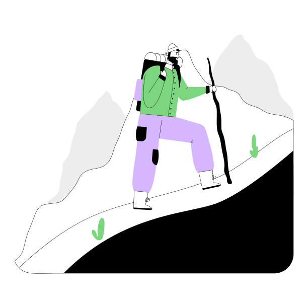 背包客、旅行者或探险者用背包登山图片下载