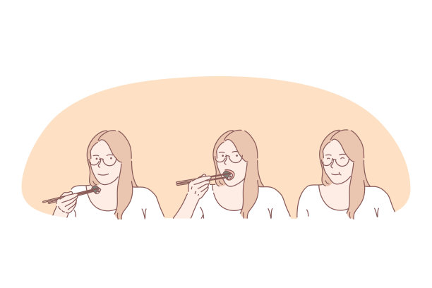 女性吃寿司的概念图片下载