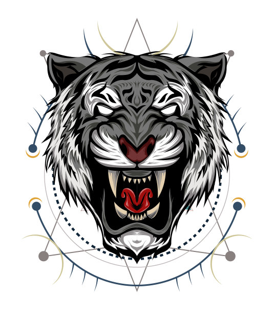 虎头插图与神圣的象征图片下载