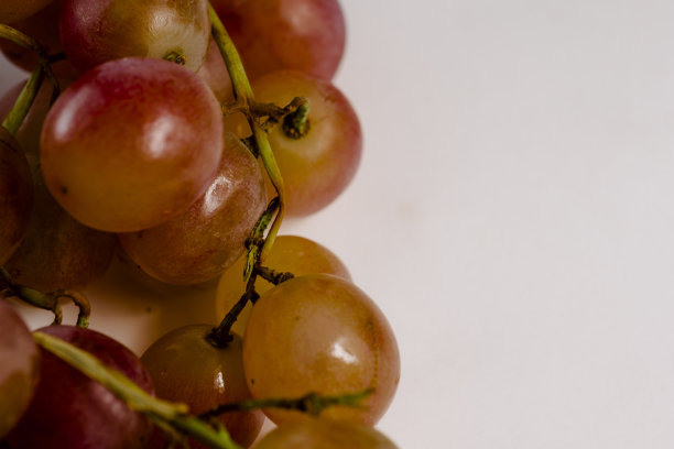 新鲜和健康的幸运葡萄与空白文字在白色的背景图片下载