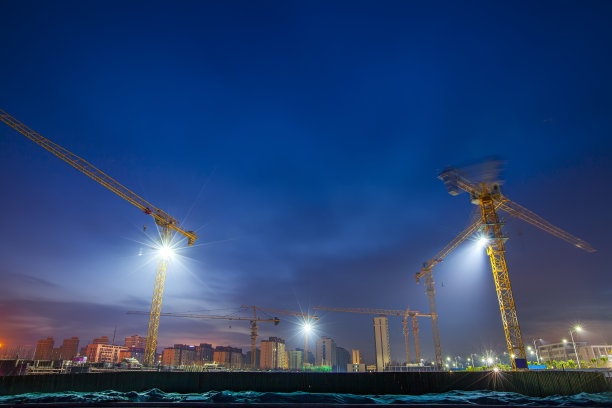 建筑工地在晚上图片下载