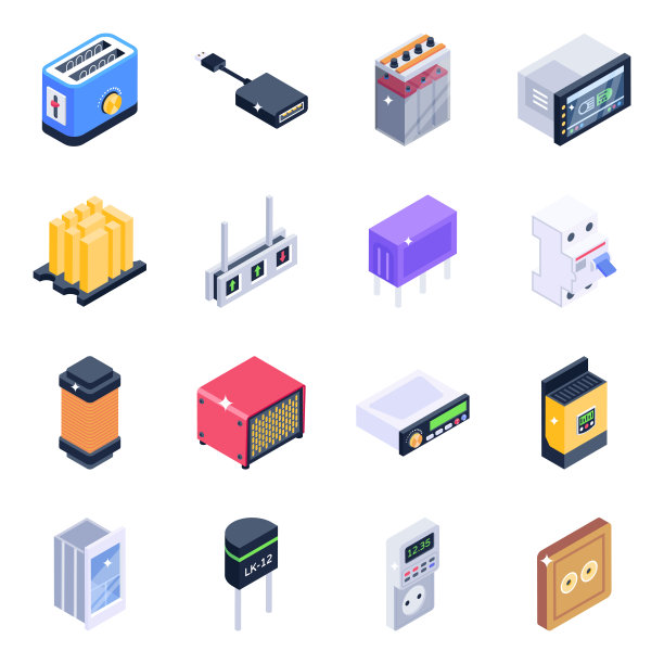 包的电气设备等距图标图片下载