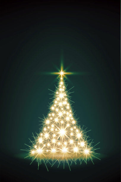 圣诞树孤立在绿色模糊的背景。图片下载