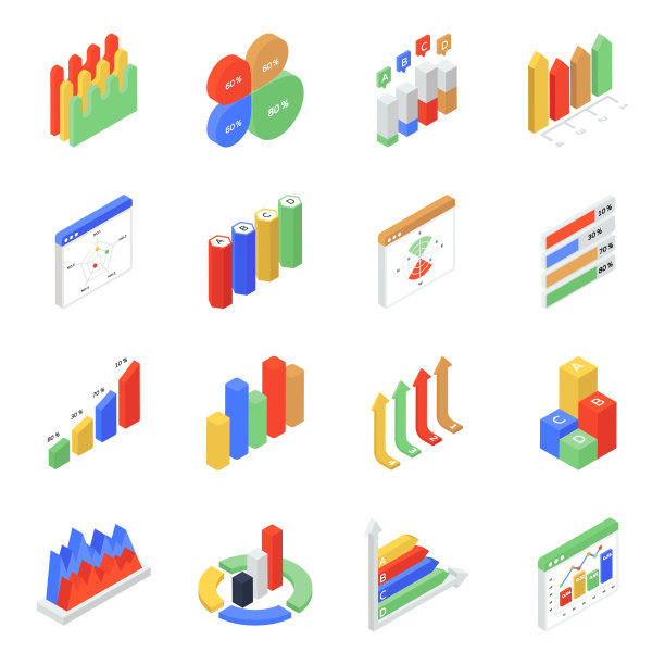 图形和图表的等距图标图片下载