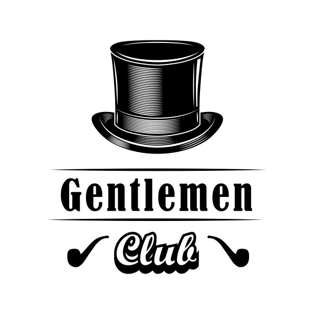 绅士俱乐部会徽设计矢量插图图片下载