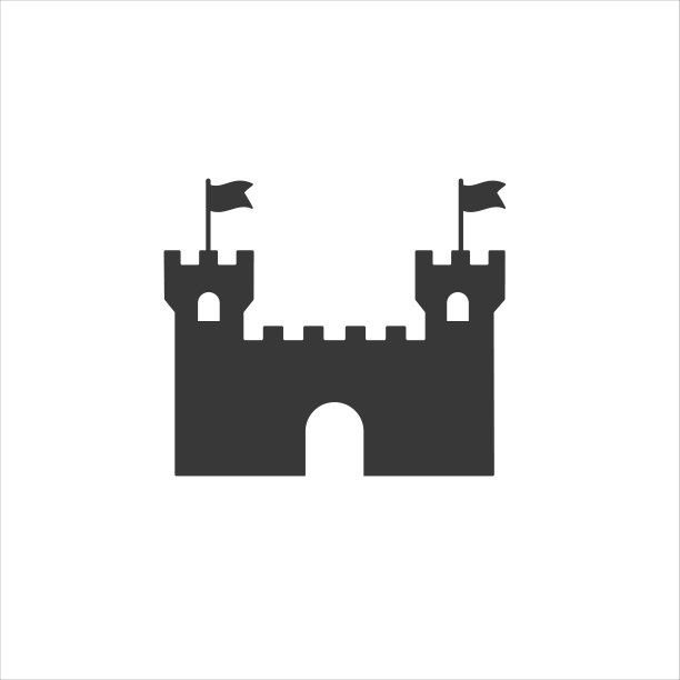 城堡图标在时尚的平面设计图片下载