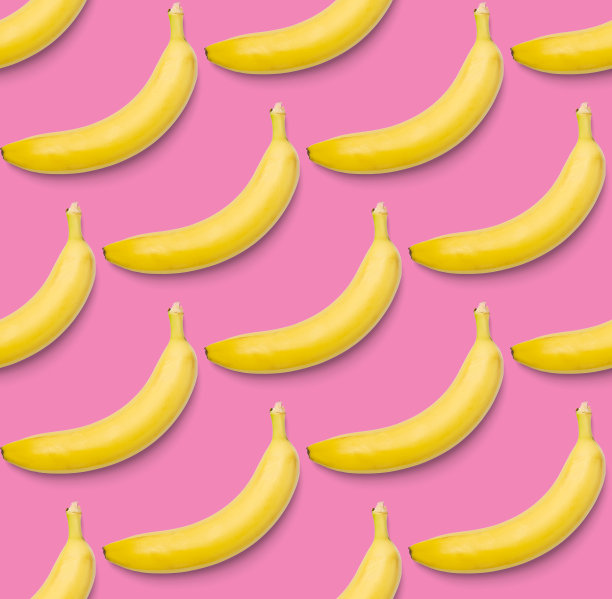香蕉无缝模式。波普艺术香蕉图案。热带抽象背景与香蕉。五颜六色的黄香蕉水果图案图片下载
