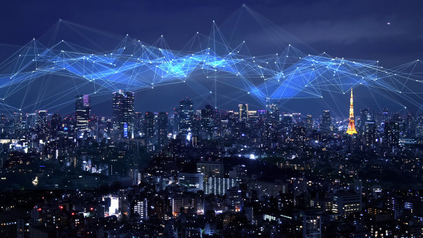 通信网络的概念。智能城市。图片下载