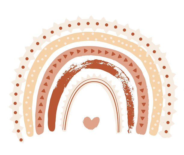 斯堪的纳维亚波西米亚托儿所彩虹印花游戏室与中性颜色。图片下载