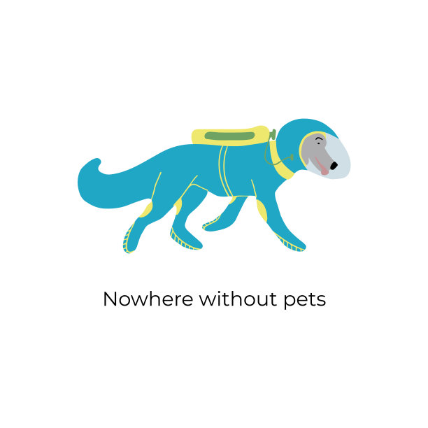 一只穿着太空服的狗的手绘矢量插图。宇宙中也没有没有宠物的地方。图片下载