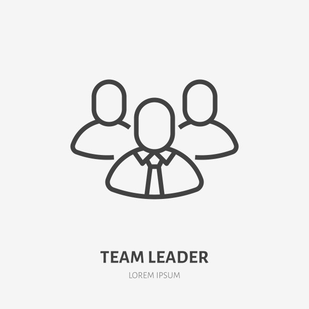 团队领导线图标，雇主与雇员矢量象形图。商人为公司打手势图片下载