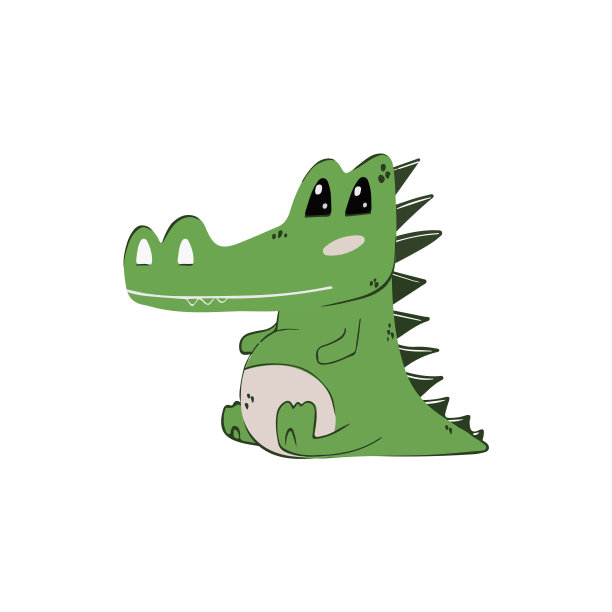 矢量儿童插图，海报，打印与一个可爱的鳄鱼在白色的背景。图片下载