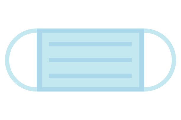 蓝色医用防护口罩。矢量图图片下载