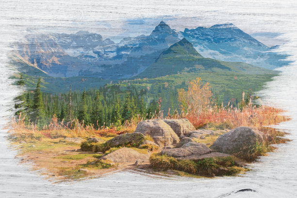 令人惊叹的秋太特拉山，水彩画图片下载