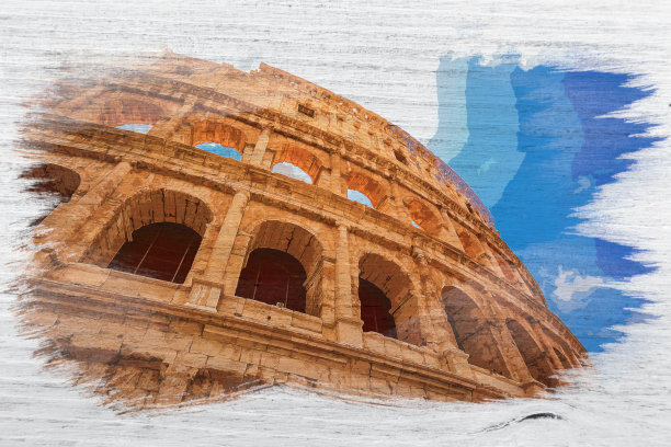 令人惊叹的古罗马斗兽场，水彩画图片下载