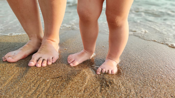 海浪里孩子的脚图片下载