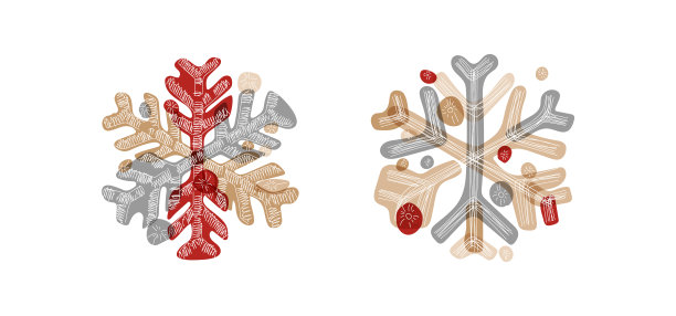 时尚的阴影雪花与透明元素隔离在白色背景。图片下载