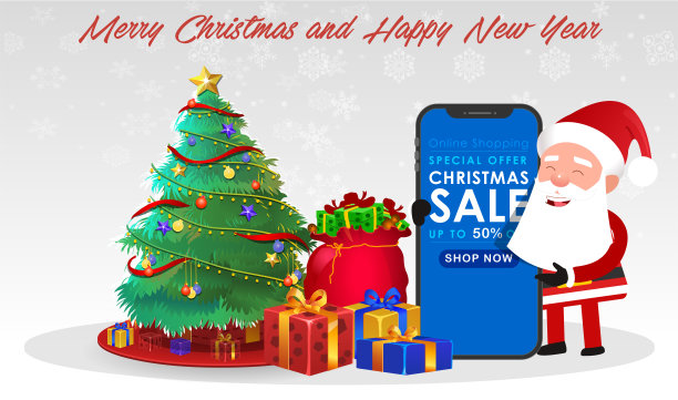 圣诞老人问候圣诞快乐，新年快乐图片下载