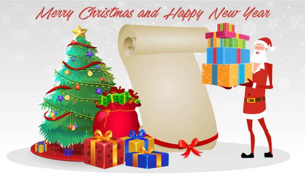 圣诞老人问候圣诞快乐，新年快乐图片下载