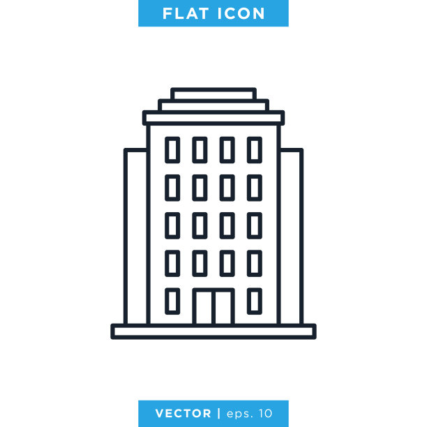 建筑图标矢量股票插图设计模板。可编辑的中风图片下载
