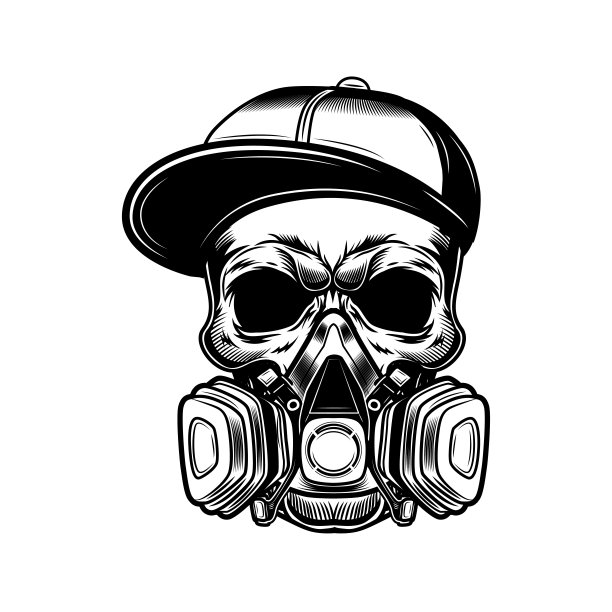 涂鸦艺术家的头骨矢量插图图片下载