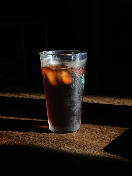 一品脱玻璃杯的冰咖啡图片下载