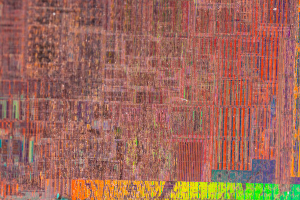 电脑零件的电路板和中央处理器微距摄影图片下载