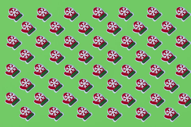 冬季手套图案上绿色图片下载