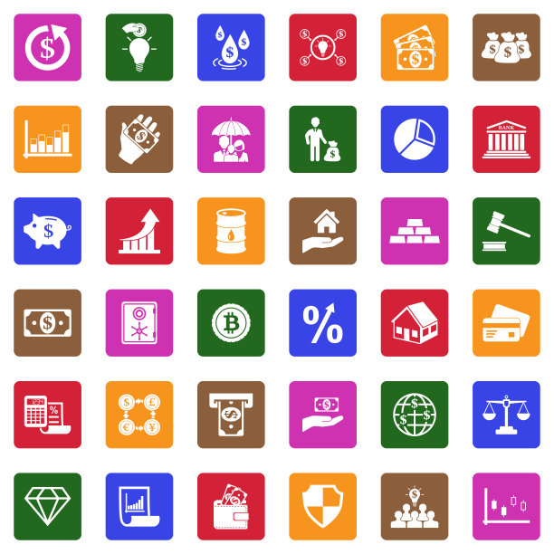 投资的图标。广场上的白色平面设计。矢量插图。图片下载