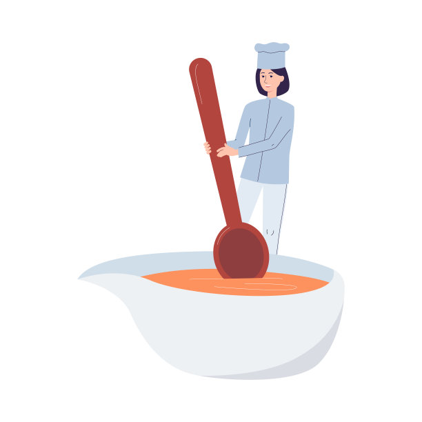 小厨娘准备感恩菜，平面矢量插图孤立。图片下载