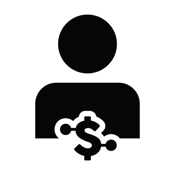 数字美元图标矢量货币符号与男性用户个人资料头像为数字货币在一个象形文字图片下载