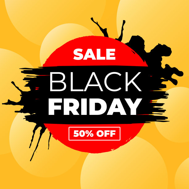 黑色星期五销售矢量旗帜与墨水刷油漆圈和黑色飞溅标签商店设计图片下载