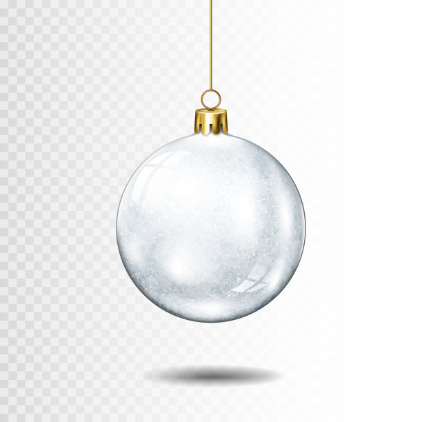 透明逼真的圣诞球孤立图片下载