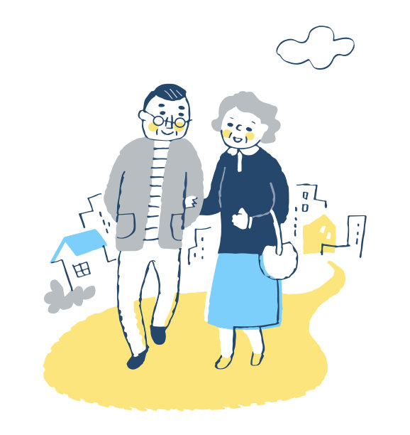 一对老夫妇在附近散步图片下载