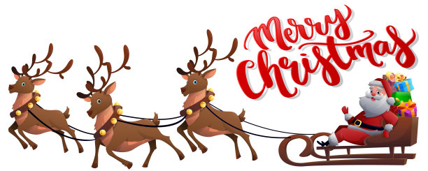 圣诞老人和驯鹿祝你圣诞快乐。冬天，圣诞节和圣诞老人坐着带着礼物的雪橇飞翔。圣诞之夜，圣诞老人想送礼物给人们。矢量图图片下载