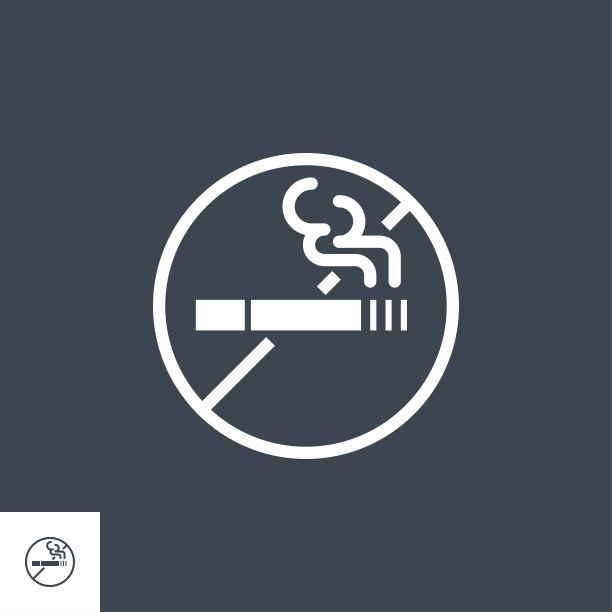 禁止吸烟相关的矢量字形图标。图片下载