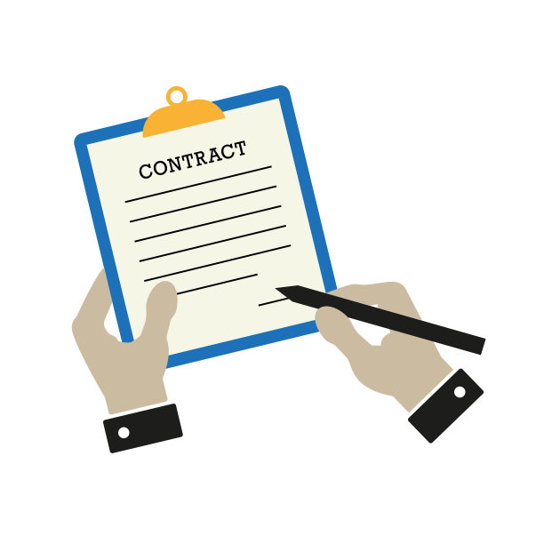 合同签署。找到了一份工作。平面风格矢量插图图片下载