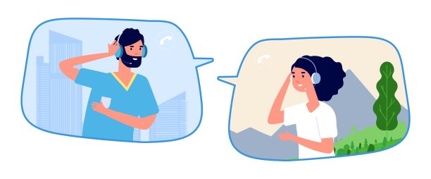 业务咨询。远程员工管理矢量概念。男女视频通话图片下载