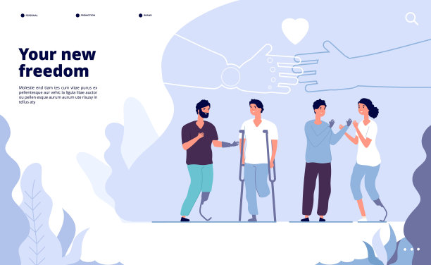 残疾人着陆。国际残疾人日。假肢给了你新的机会向量设计图片下载