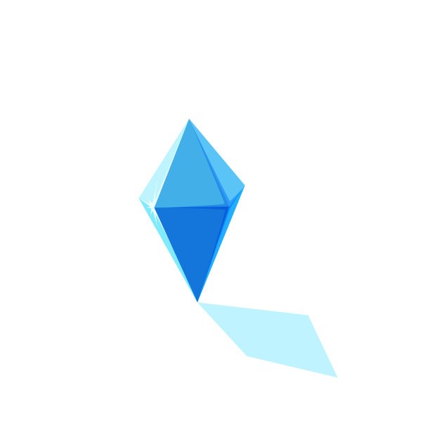 带有阴影的冰晶体棱镜。用于游戏设计的冰冻冰块。矢量图图片下载