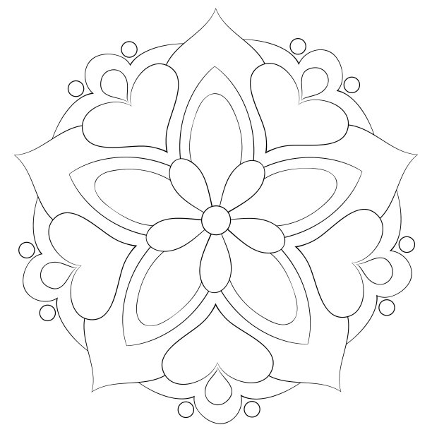 儿童涂色的书页上画着可爱的曼荼罗形象图片下载