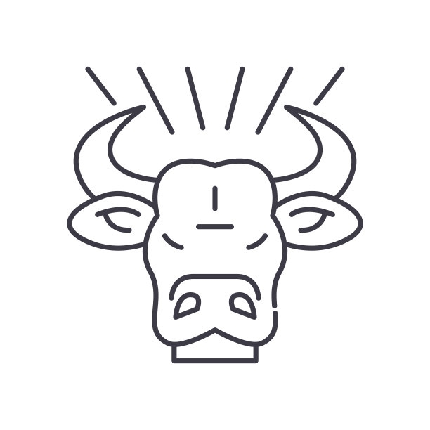 牛头图标，线性孤立的插图，细线矢量，网页设计标志，轮廓概念符号与可编辑的白色背景上的描边。图片下载